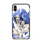 Personalised Dalmatian Apple iPhone Xs Impact Case Black Edge on Silver Phone