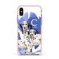 Personalised Dalmatian Apple iPhone Xs Impact Case Pink Edge on Silver Phone