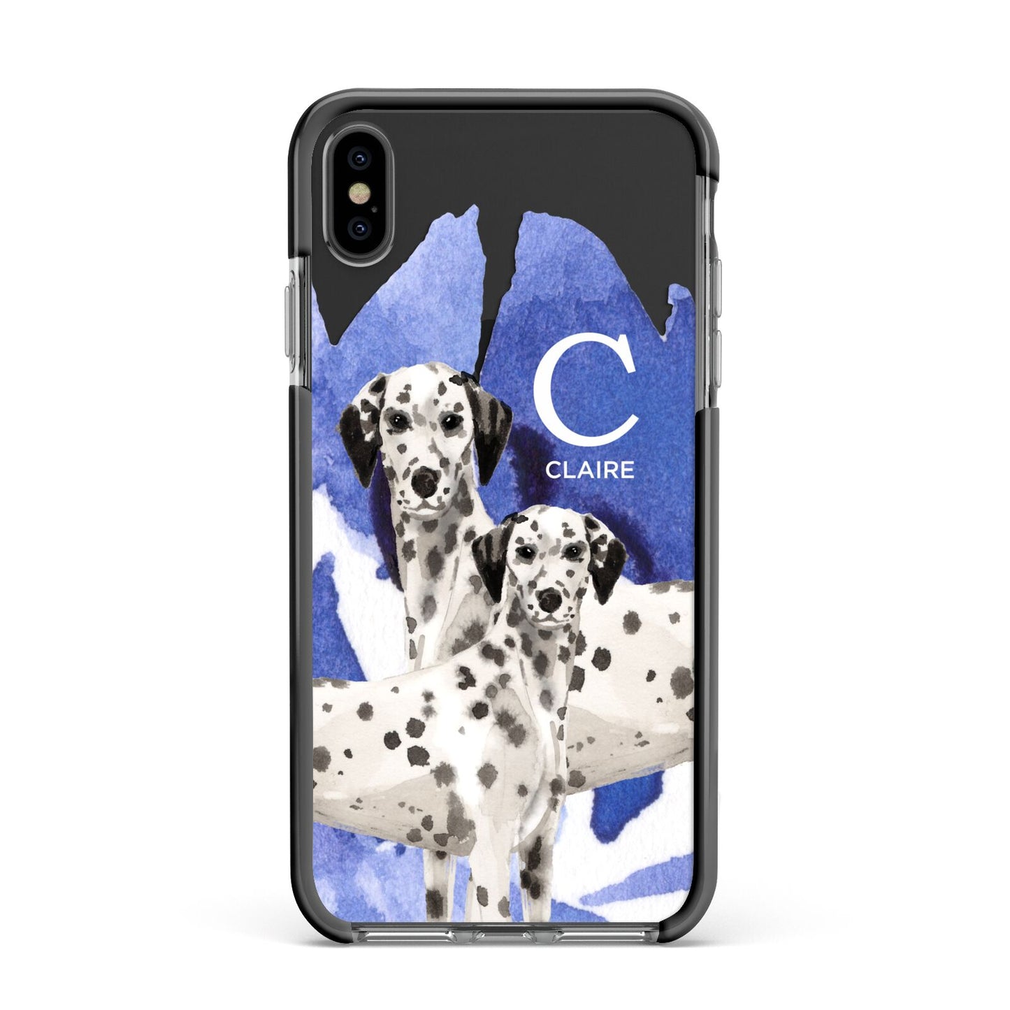 Personalised Dalmatian Apple iPhone Xs Max Impact Case Black Edge on Black Phone