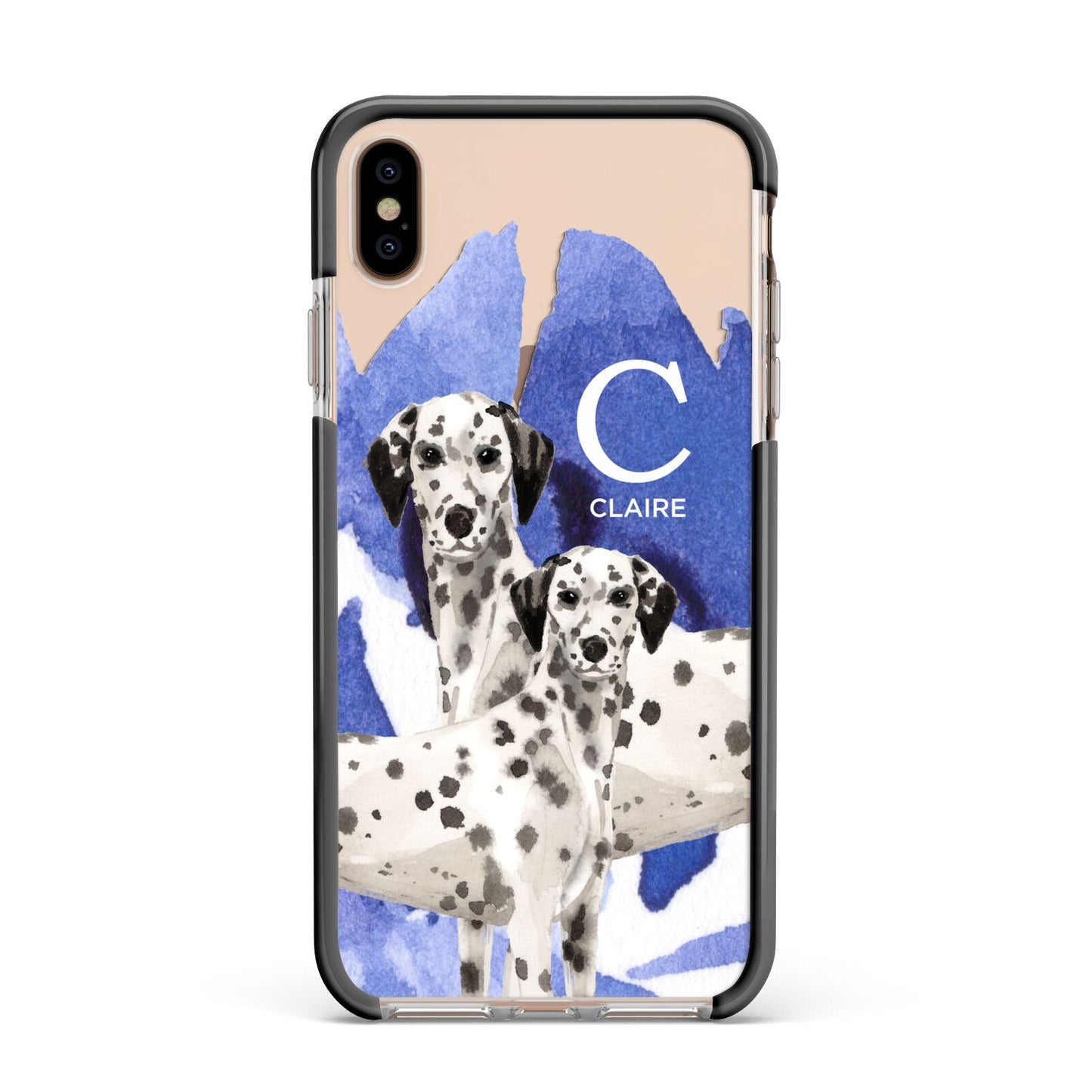 Personalised Dalmatian Apple iPhone Xs Max Impact Case Black Edge on Gold Phone