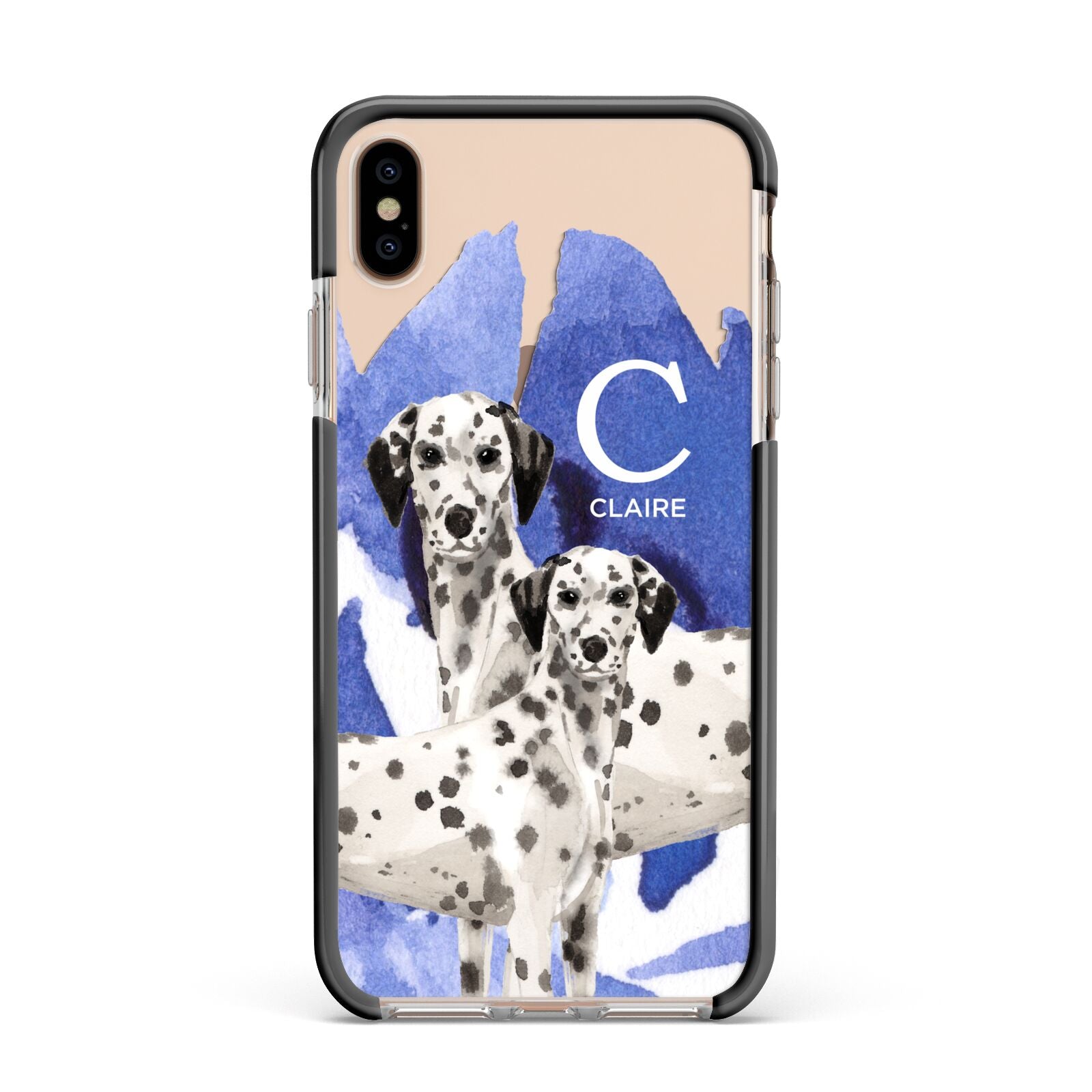 Personalised Dalmatian Apple iPhone Xs Max Impact Case Black Edge on Gold Phone