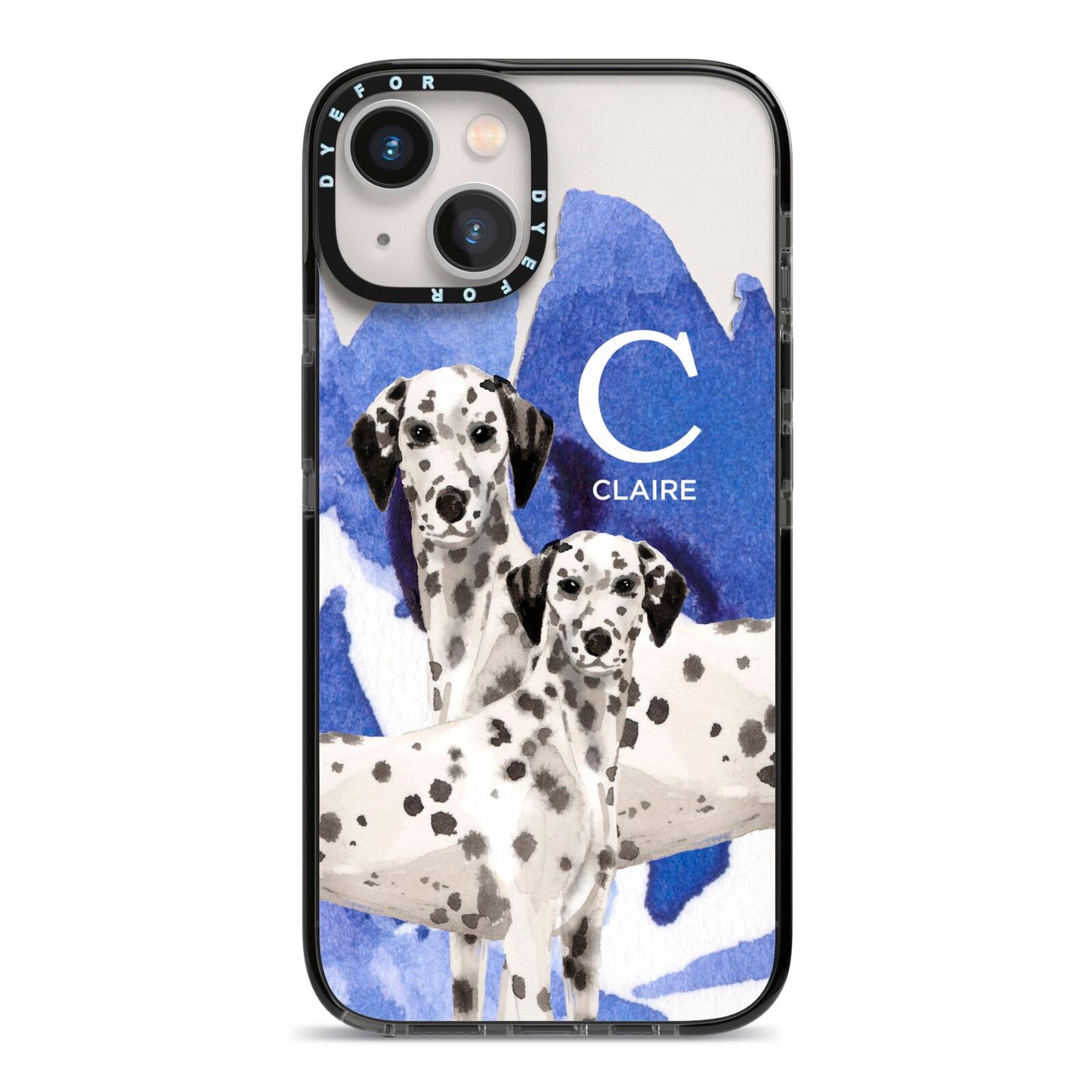 Personalised Dalmatian iPhone 13 Black Impact Case on Silver phone