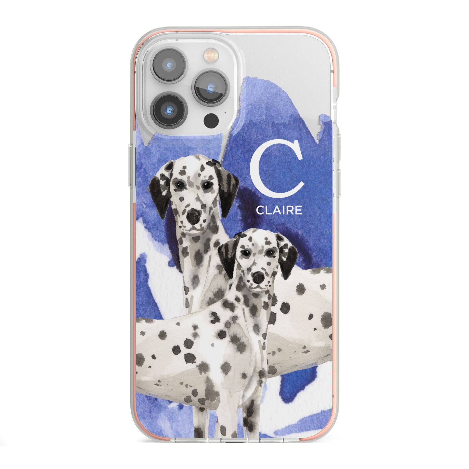 Personalised Dalmatian iPhone 13 Pro Max TPU Impact Case with Pink Edges