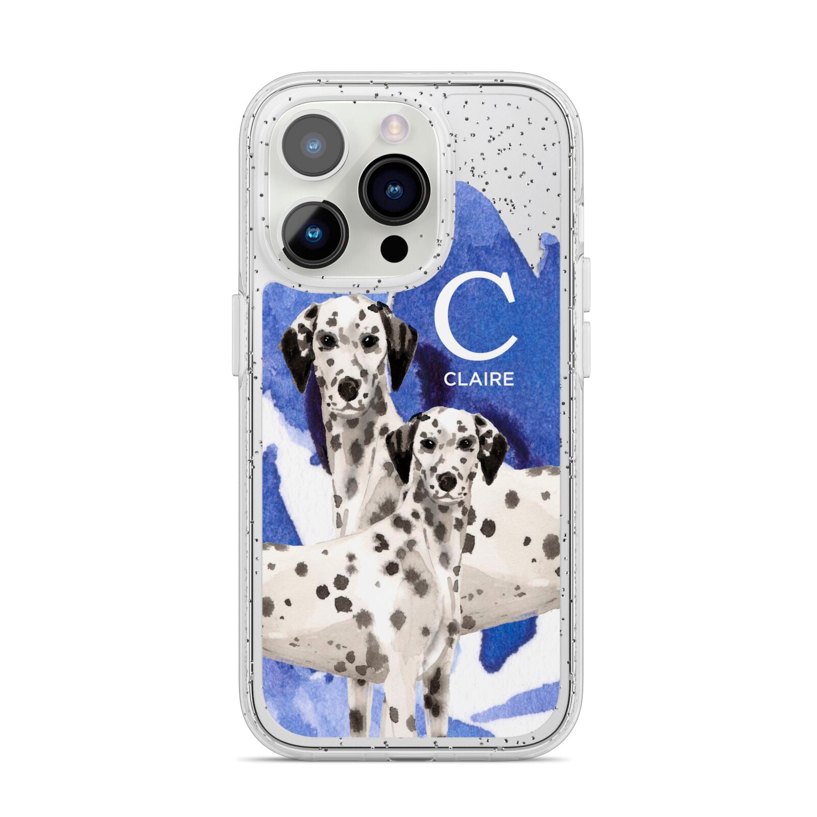Personalised Dalmatian iPhone 14 Pro Glitter Tough Case Silver