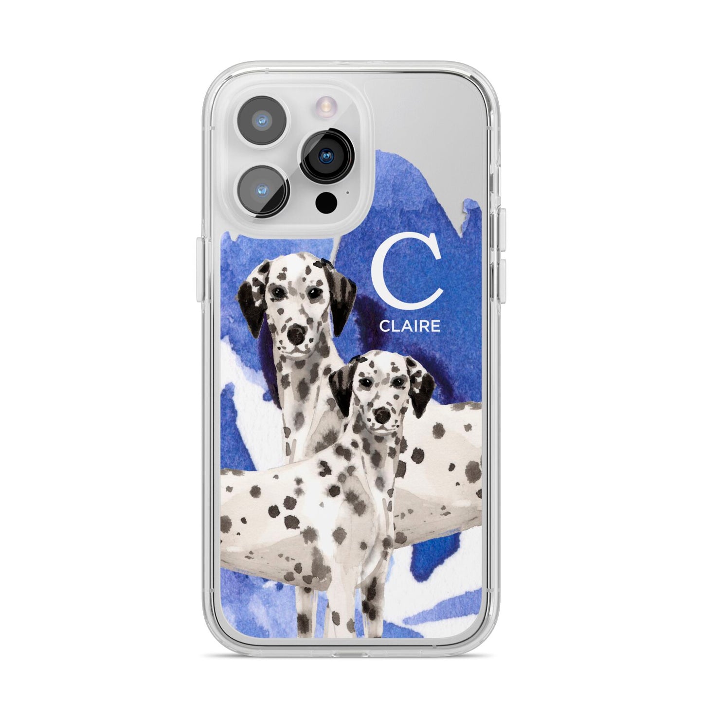 Personalised Dalmatian iPhone 14 Pro Max Clear Tough Case Silver