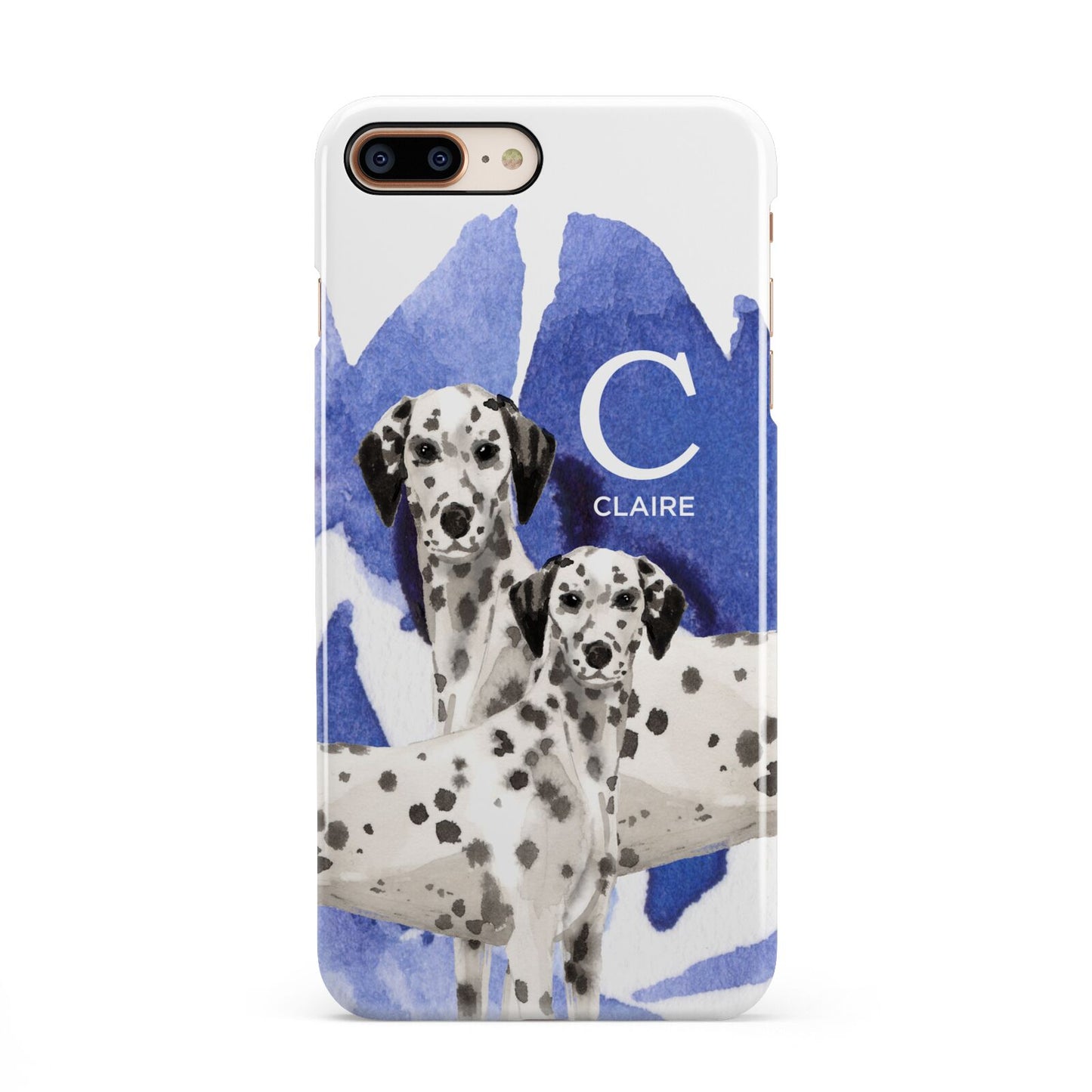 Personalised Dalmatian iPhone 8 Plus 3D Snap Case on Gold Phone