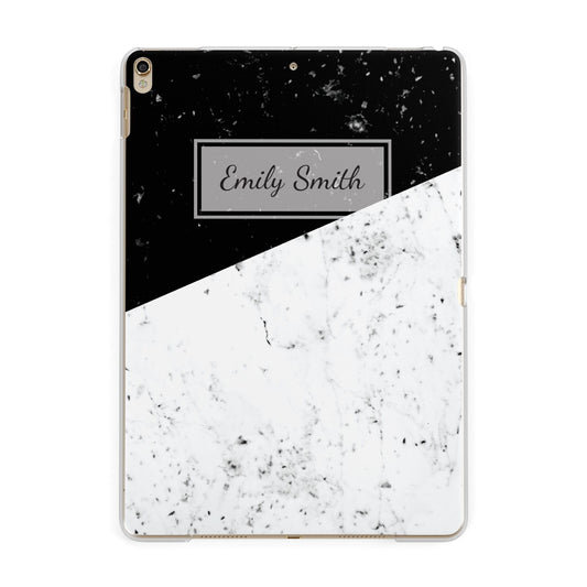 Personalised Day Night Marble Name Initials Apple iPad Gold Case