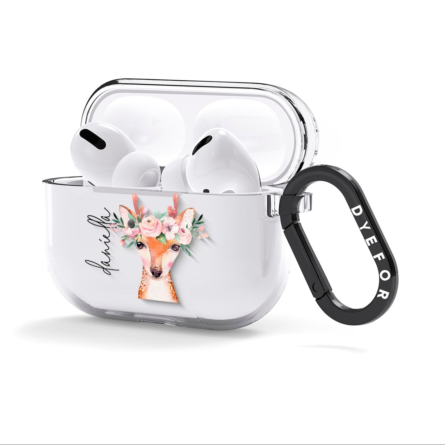 Personalised Deer AirPods Clear Case 3rd Gen Side Image