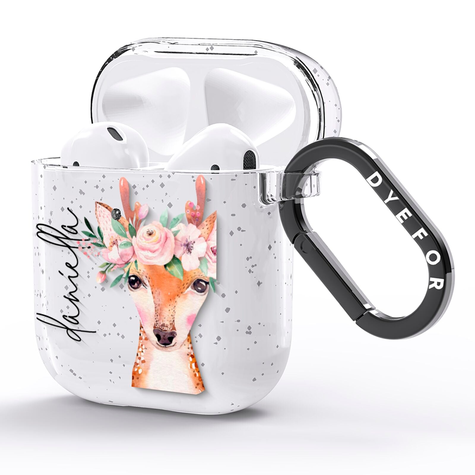 Personalised Deer AirPods Glitter Case Side Image
