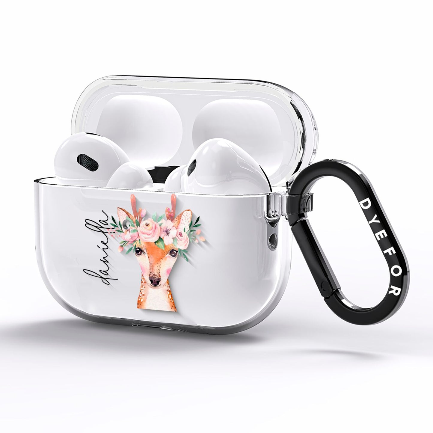 Personalised Deer AirPods Pro Clear Case Side Image