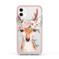 Personalised Deer Apple iPhone 11 in White with Pink Impact Case