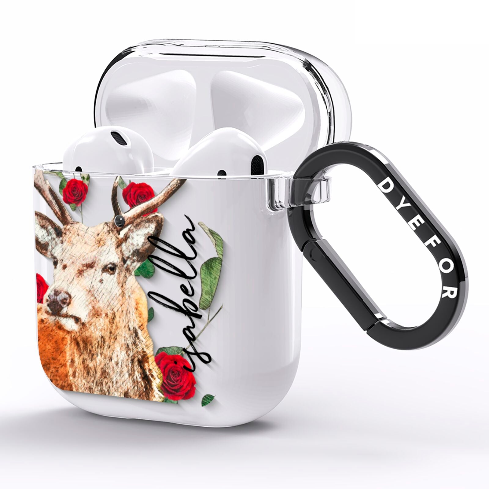 Personalised Deer Name AirPods Clear Case Side Image