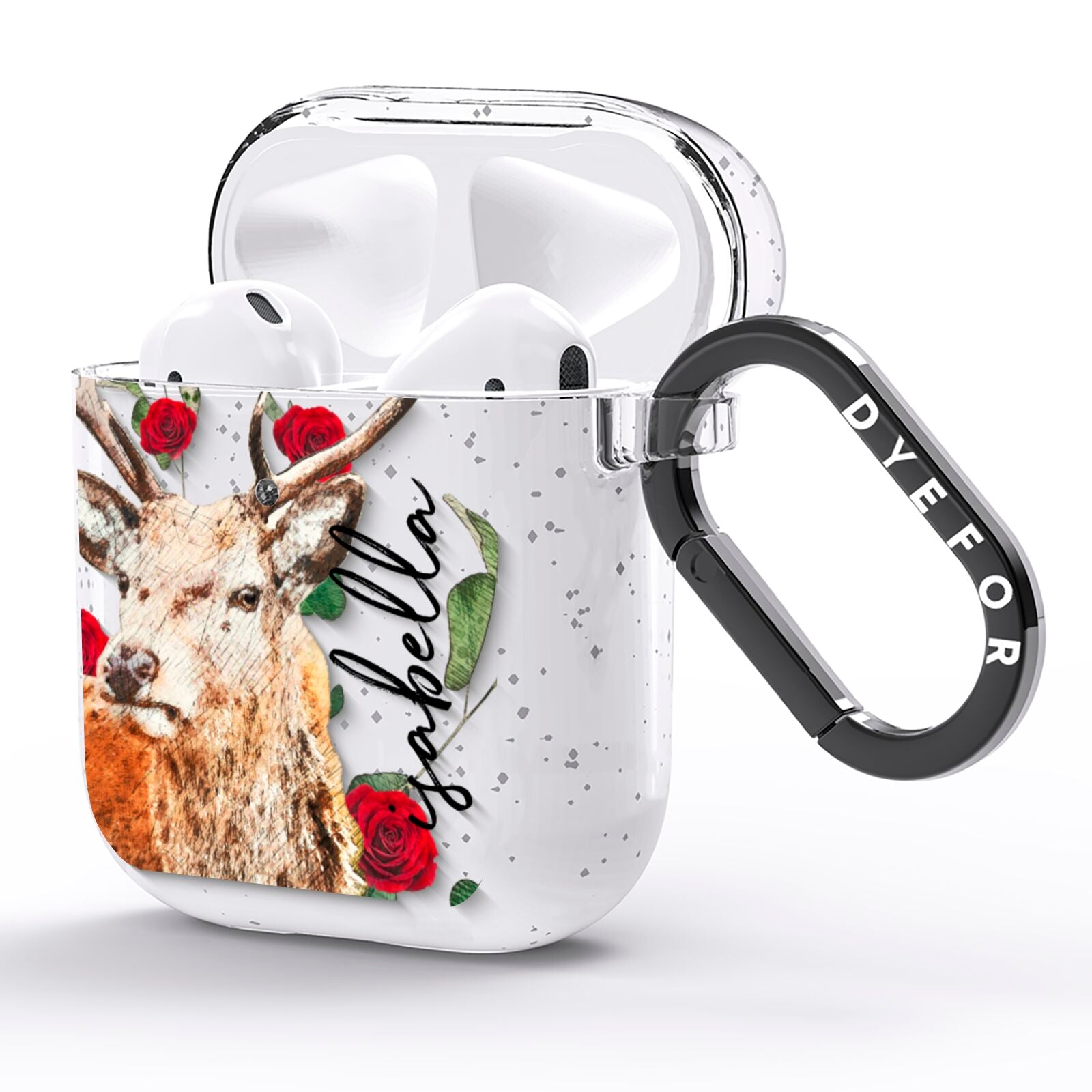 Personalised Deer Name AirPods Glitter Case Side Image