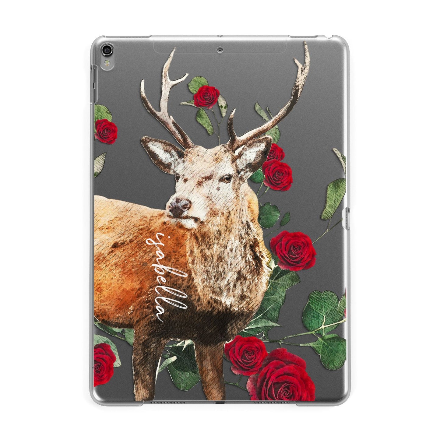 Personalised Deer Name Apple iPad Grey Case