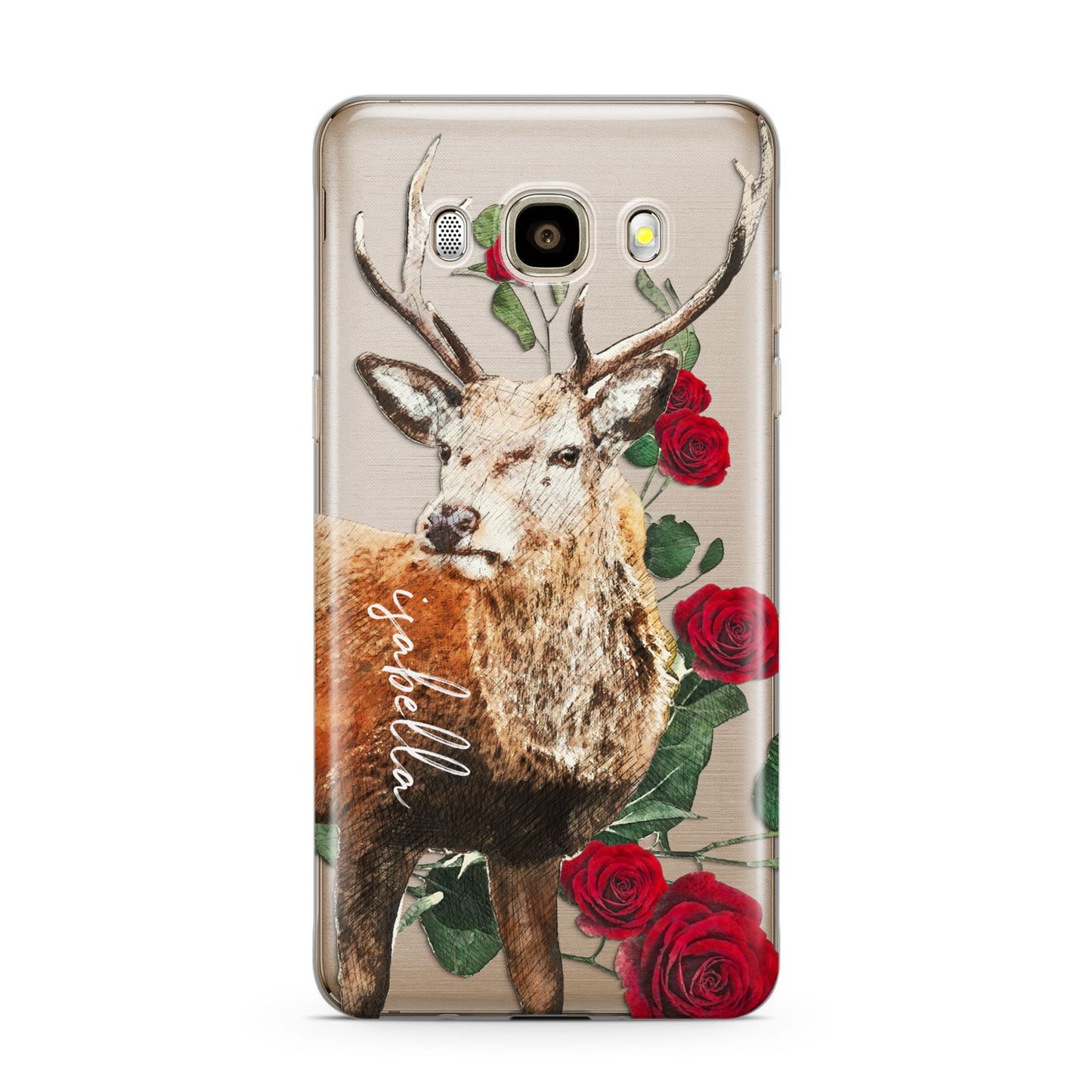 Personalised Deer Name Samsung Galaxy J7 2016 Case on gold phone