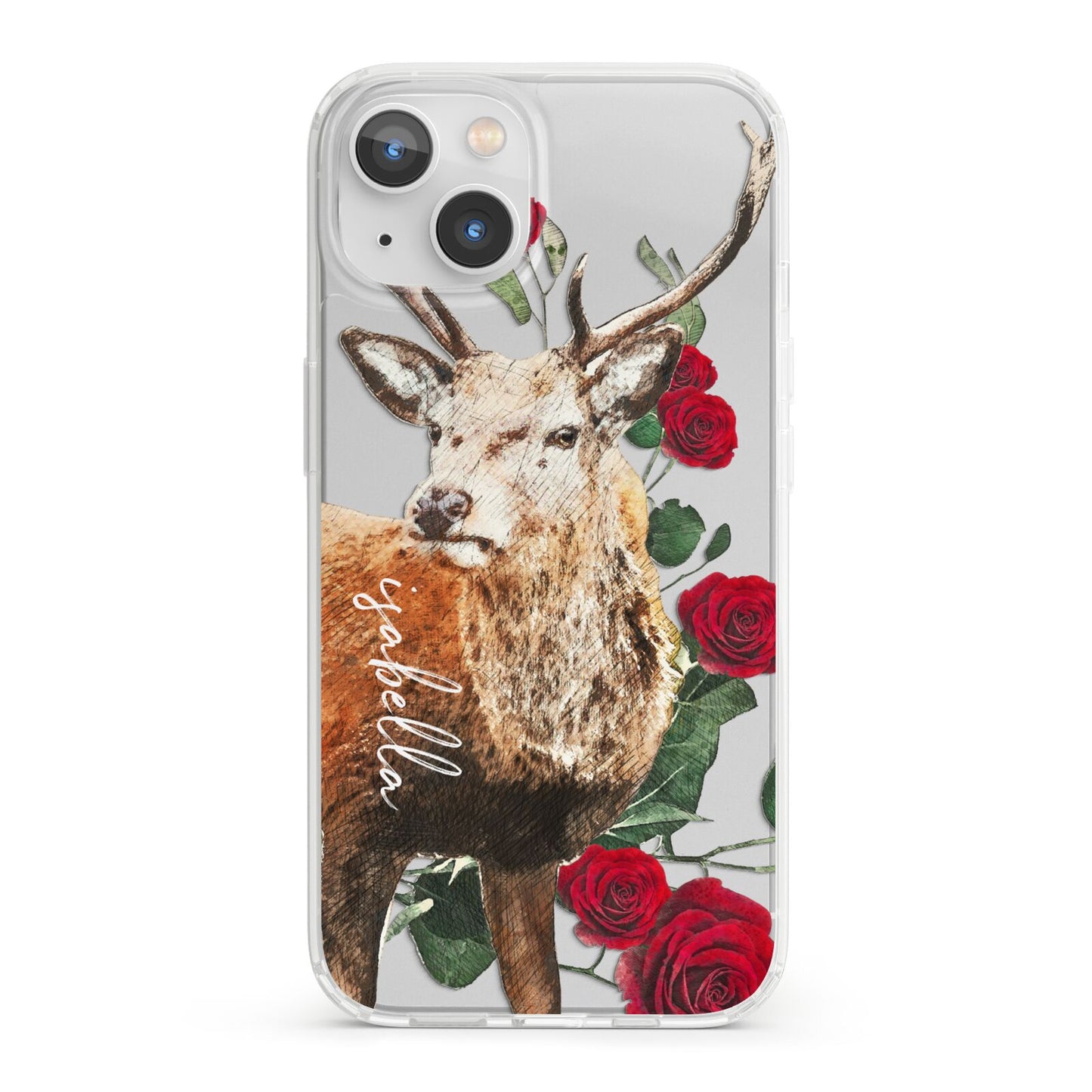 Personalised Deer Name iPhone 13 Clear Bumper Case