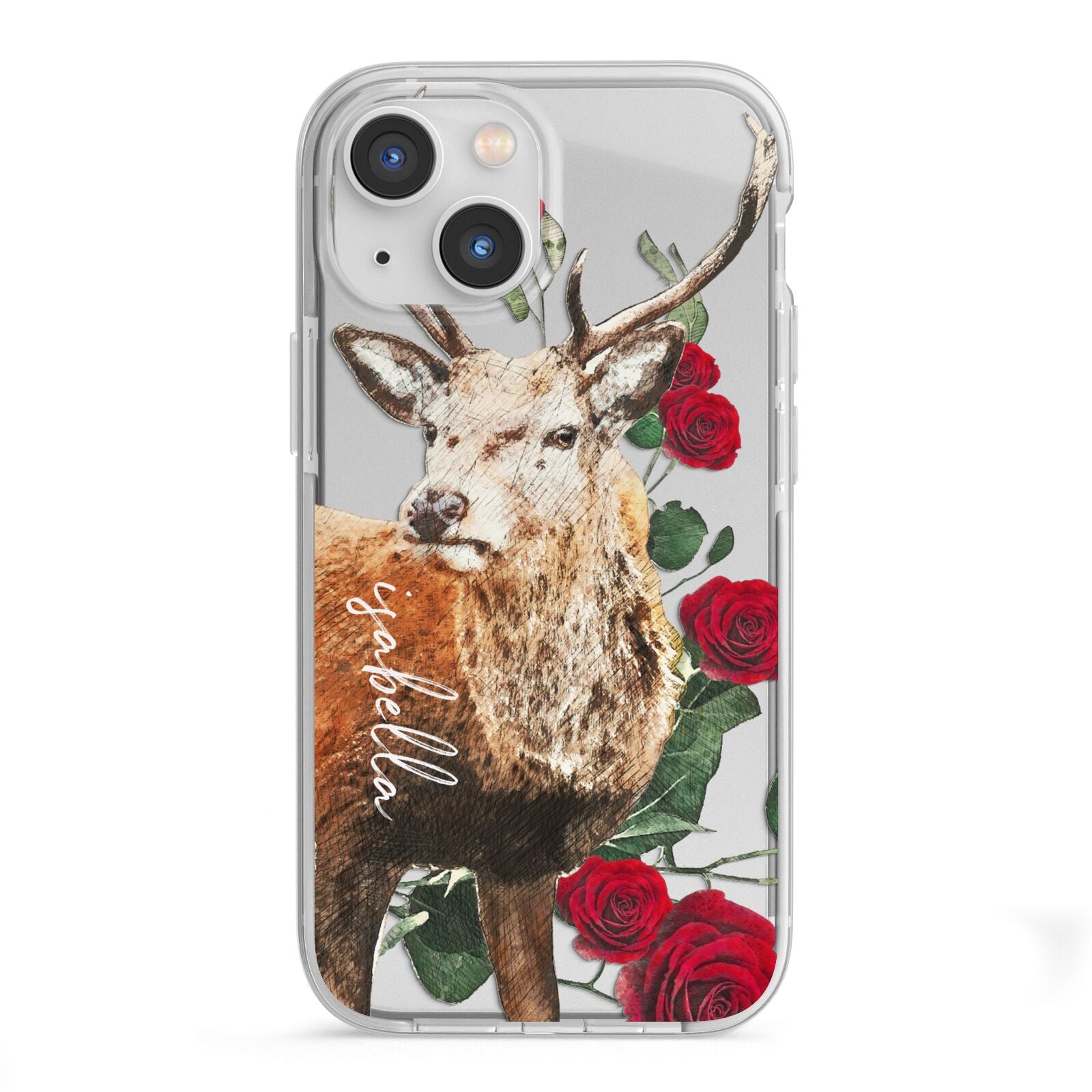 Personalised Deer Name iPhone 13 Mini TPU Impact Case with White Edges