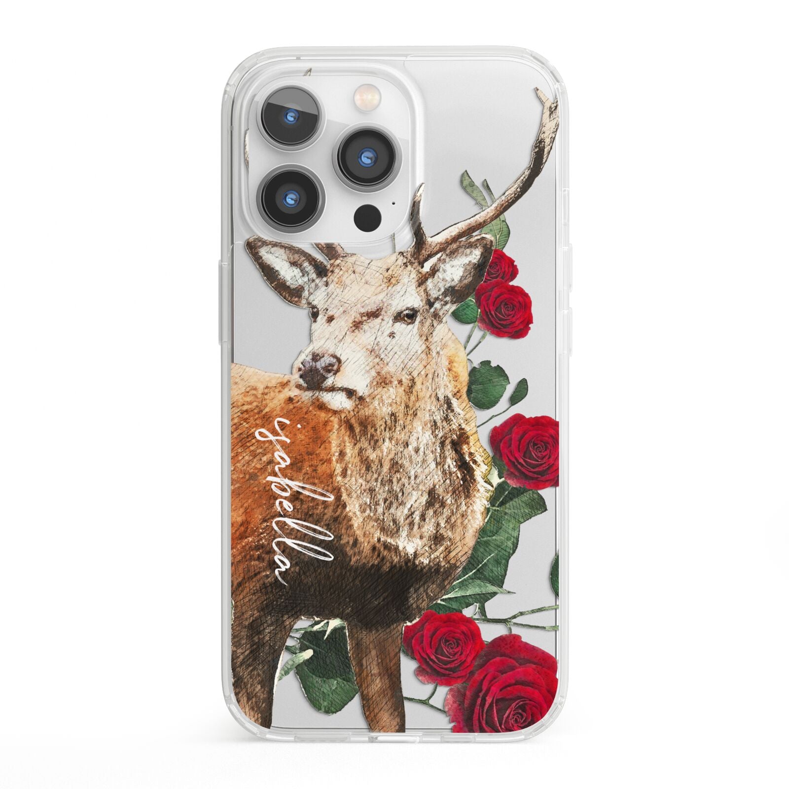 Personalised Deer Name iPhone 13 Pro Clear Bumper Case
