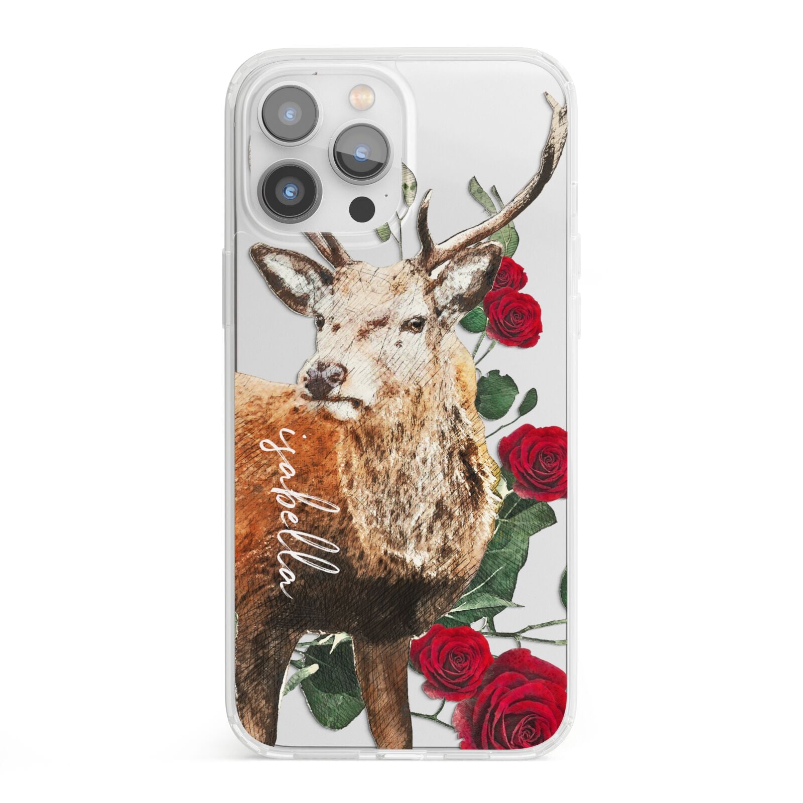 Personalised Deer Name iPhone 13 Pro Max Clear Bumper Case
