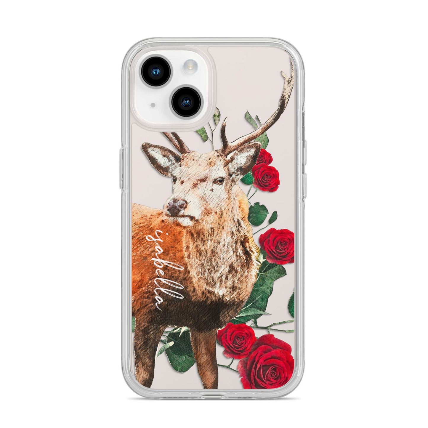Personalised Deer Name iPhone 14 Clear Tough Case Starlight