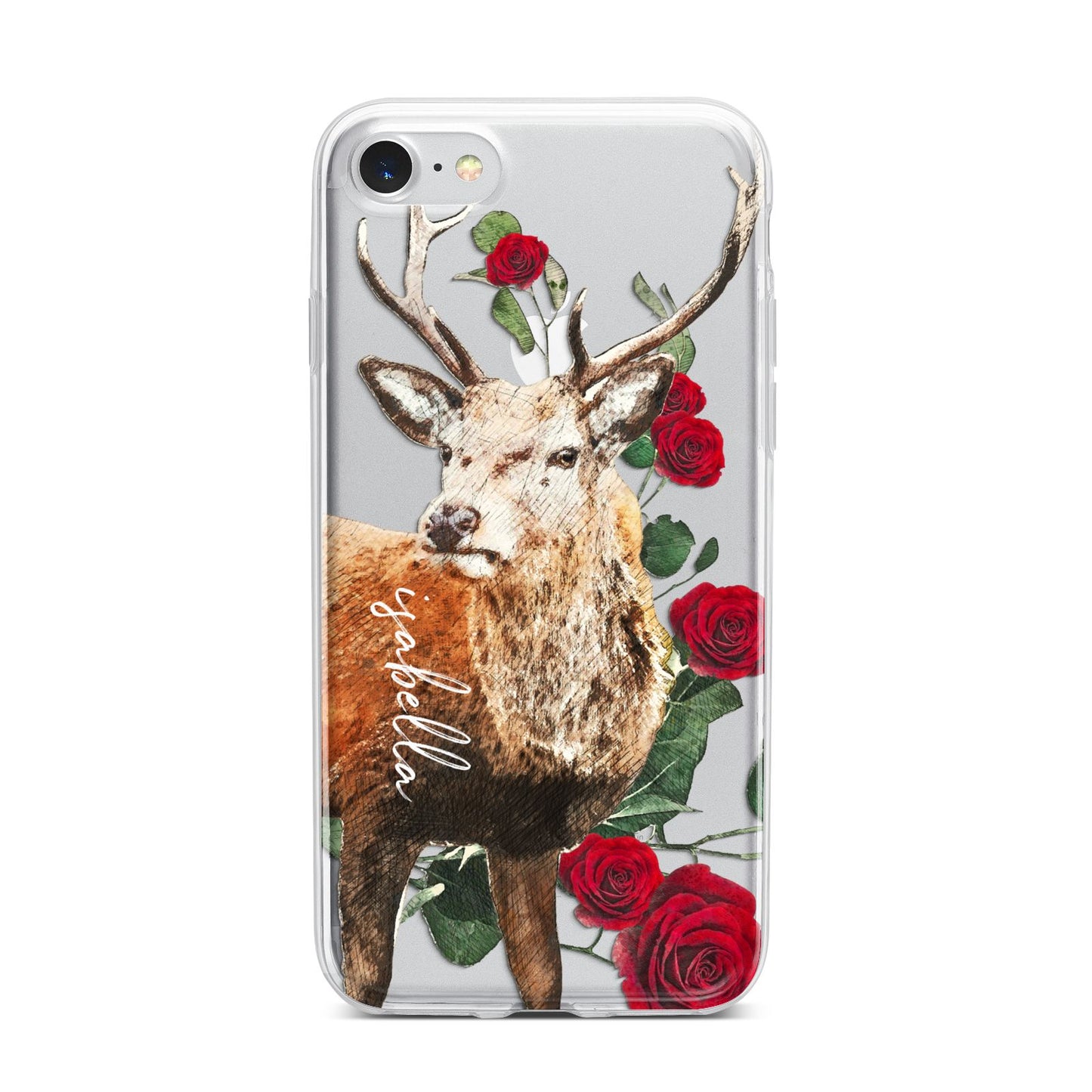 Personalised Deer Name iPhone 7 Bumper Case on Silver iPhone