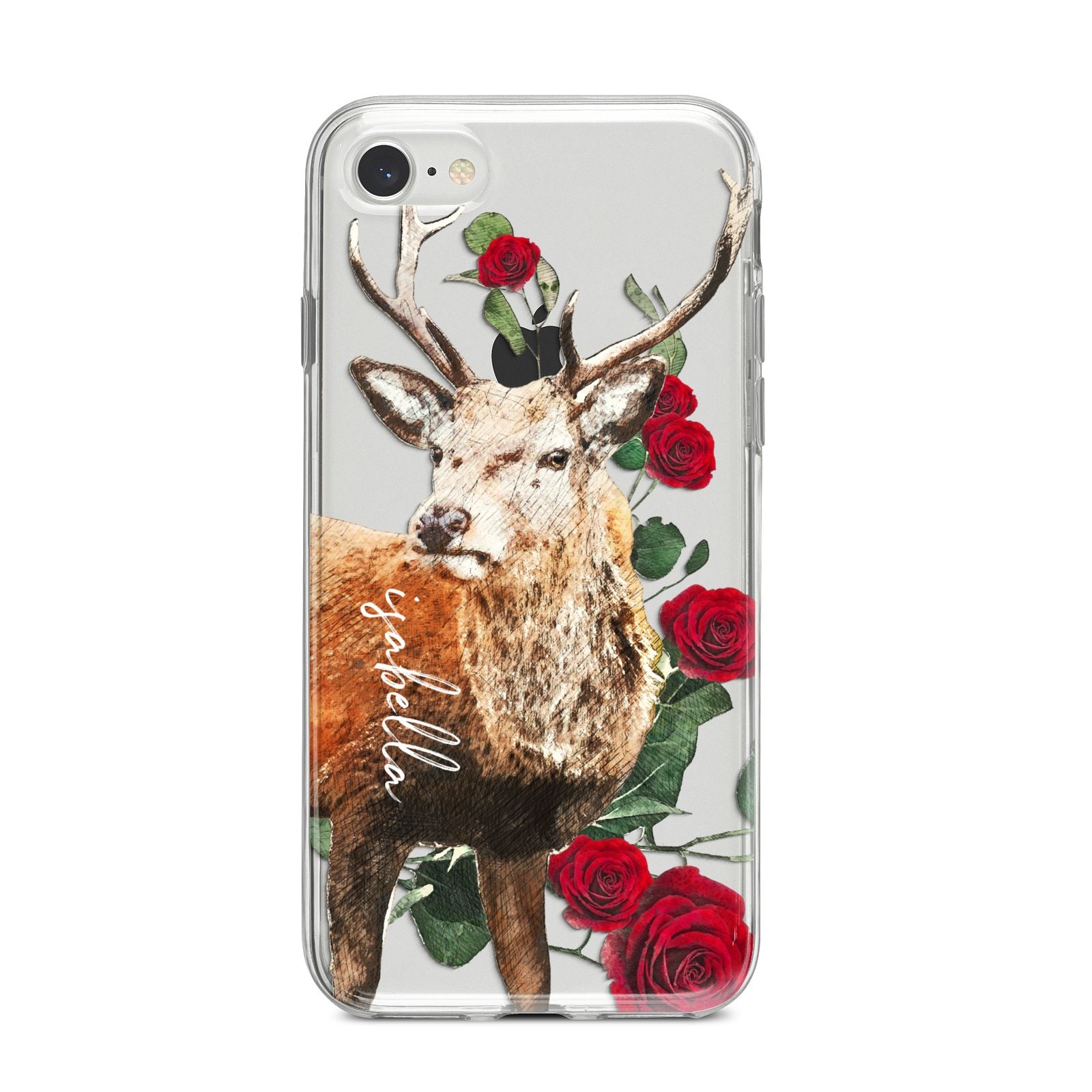 Personalised Deer Name iPhone 8 Bumper Case on Silver iPhone
