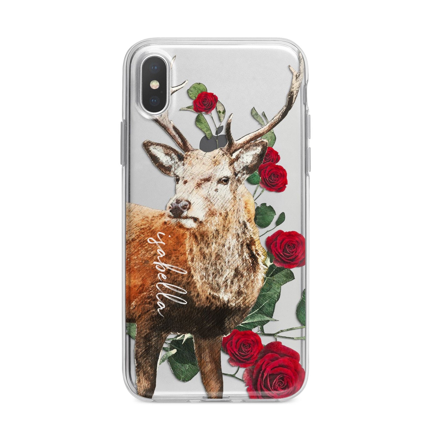 Personalised Deer Name iPhone X Bumper Case on Silver iPhone Alternative Image 1