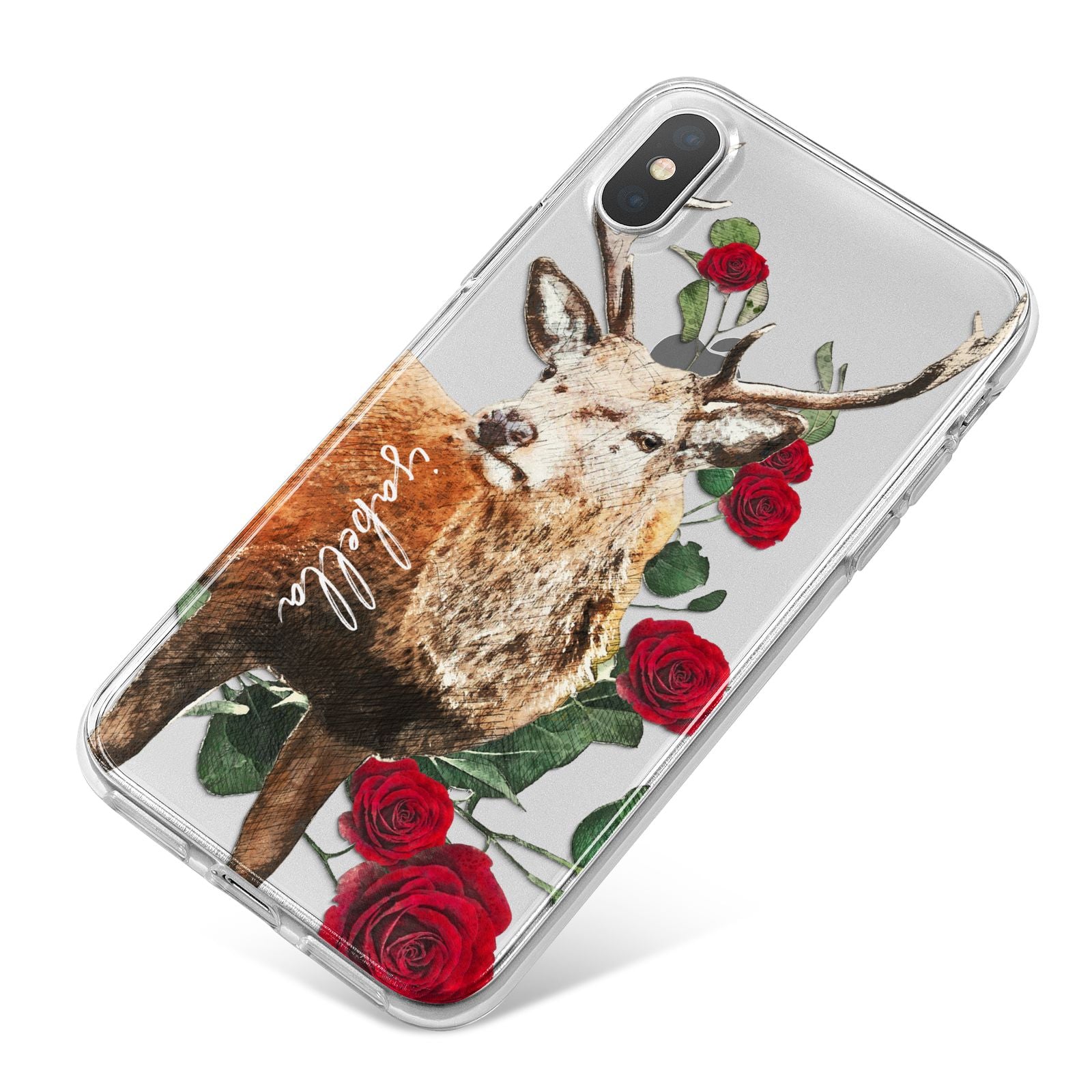 Personalised Deer Name iPhone X Bumper Case on Silver iPhone