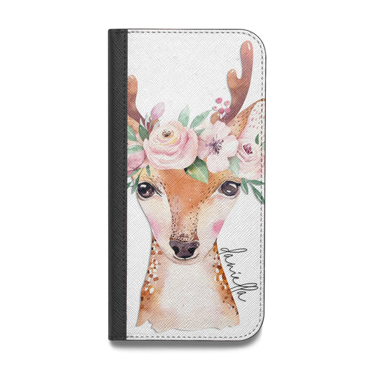 Personalised Deer Vegan Leather Flip Samsung Case