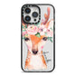 Personalised Deer iPhone 14 Pro Max Black Impact Case on Silver phone