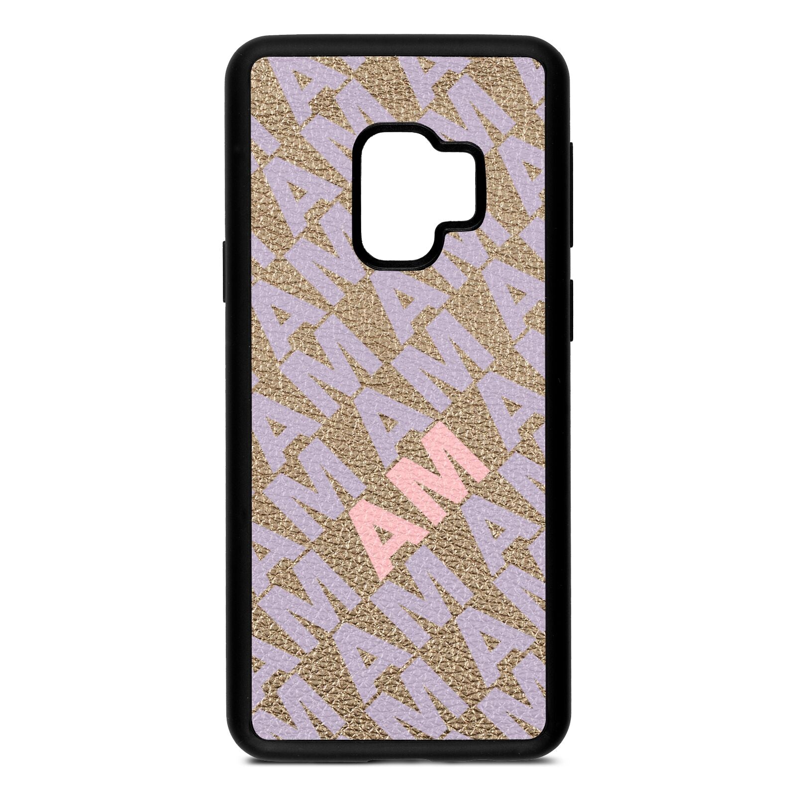 Personalised Diagonal Bold Initials Gold Pebble Leather Samsung S9 Case