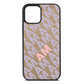 Personalised Diagonal Bold Initials Gold Pebble Leather iPhone 12 Case