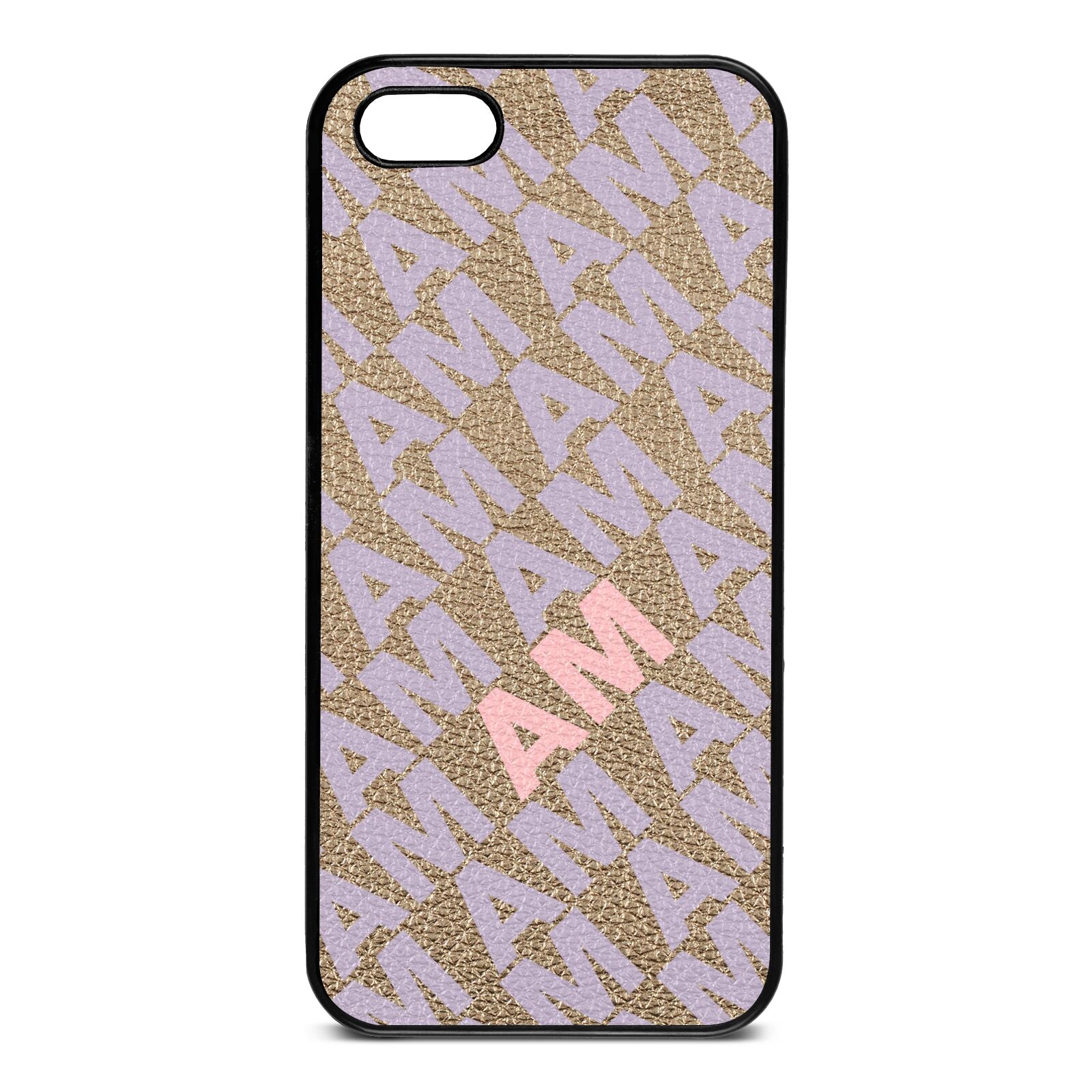 Personalised Diagonal Bold Initials Gold Pebble Leather iPhone 5 Case