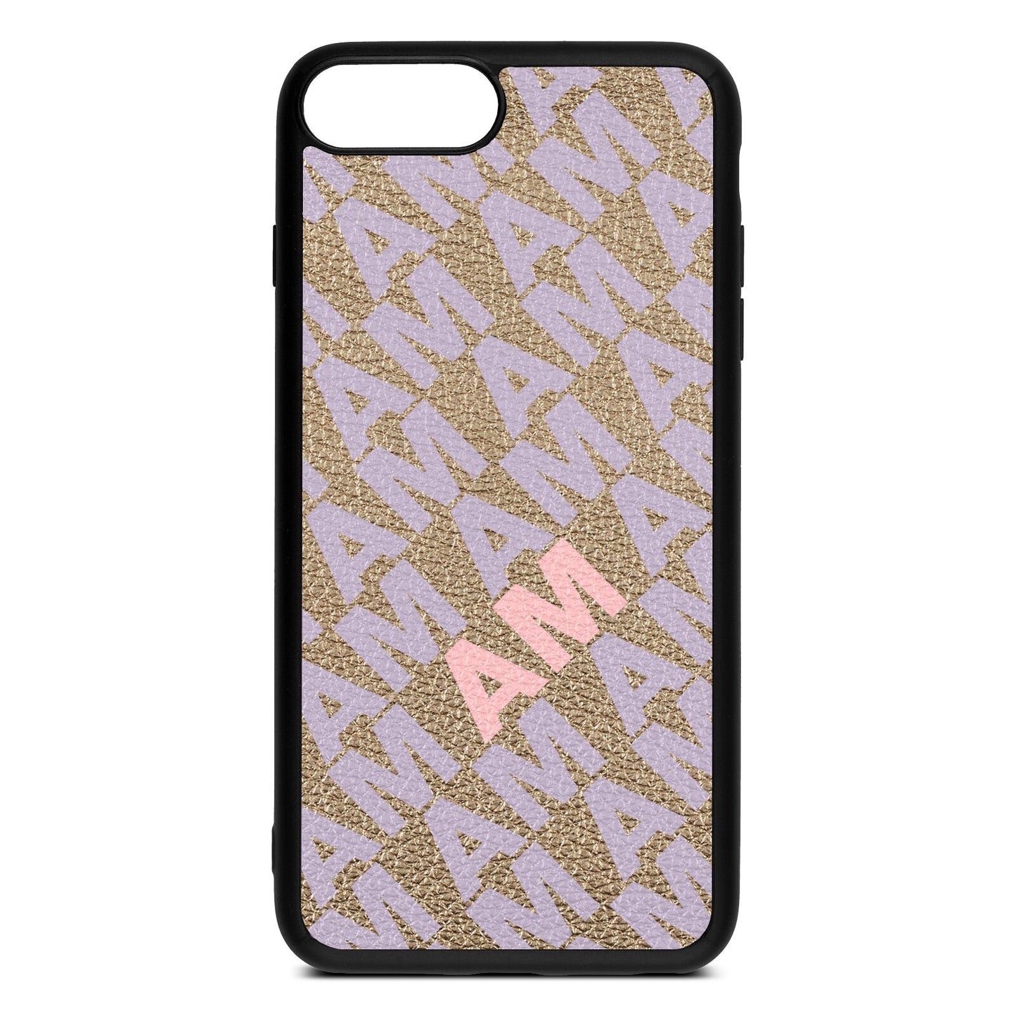 Personalised Diagonal Bold Initials Gold Pebble Leather iPhone 8 Plus Case