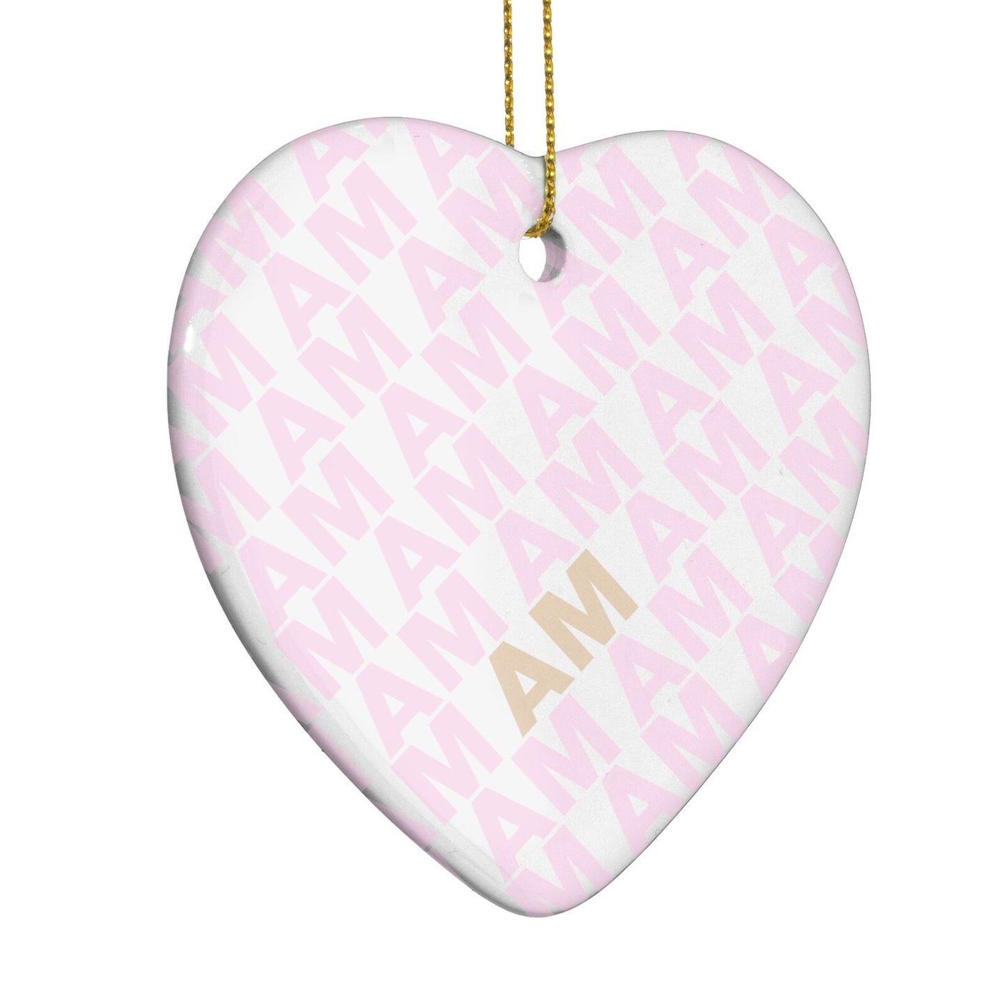 Personalised Diagonal Bold Initials Heart Decoration Side Angle