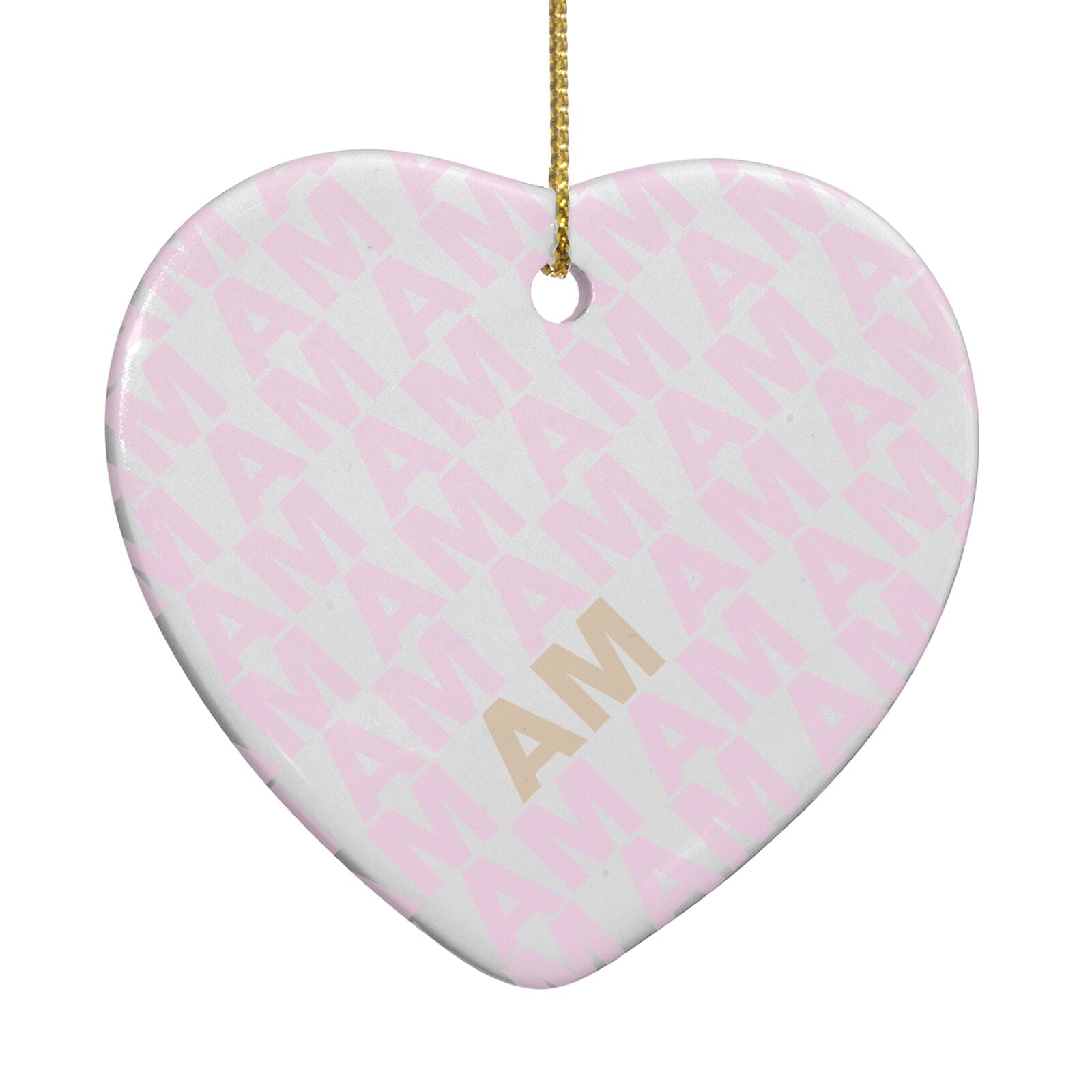 Personalised Diagonal Bold Initials Heart Decoration