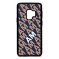 Personalised Diagonal Bold Initials Navy Blue Pebble Leather Samsung S9 Case
