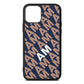Personalised Diagonal Bold Initials Navy Blue Pebble Leather iPhone 11 Case