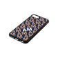 Personalised Diagonal Bold Initials Navy Blue Pebble Leather iPhone 8 Case Side Angle