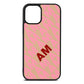 Personalised Diagonal Bold Initials Nude Pebble Leather iPhone 12 Mini Case