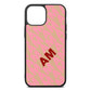 Personalised Diagonal Bold Initials Nude Pebble Leather iPhone 13 Mini Case