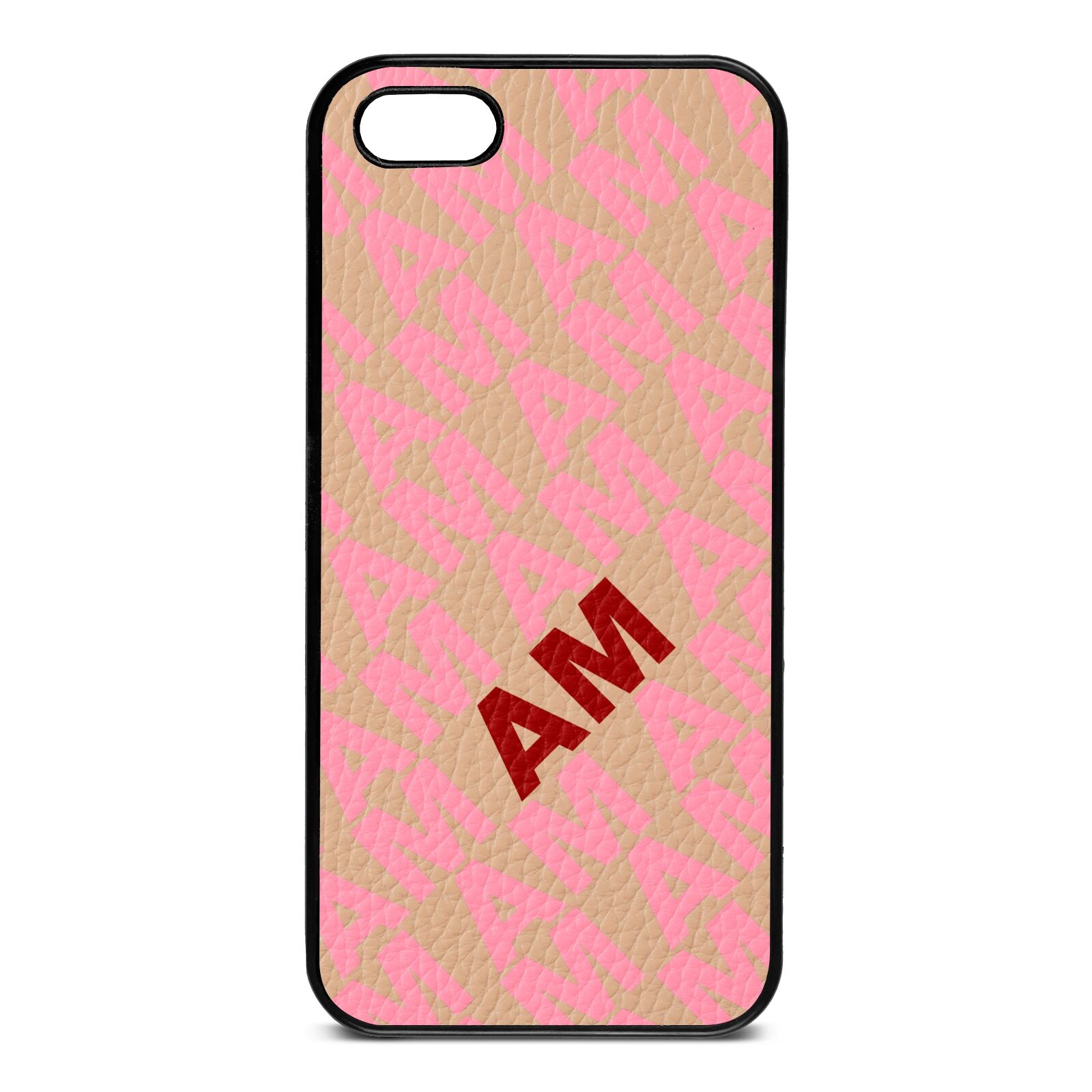Personalised Diagonal Bold Initials Nude Pebble Leather iPhone 5 Case
