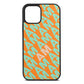 Personalised Diagonal Bold Initials Saffron Saffiano Leather iPhone 12 Case