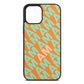 Personalised Diagonal Bold Initials Saffron Saffiano Leather iPhone 12 Pro Max Case