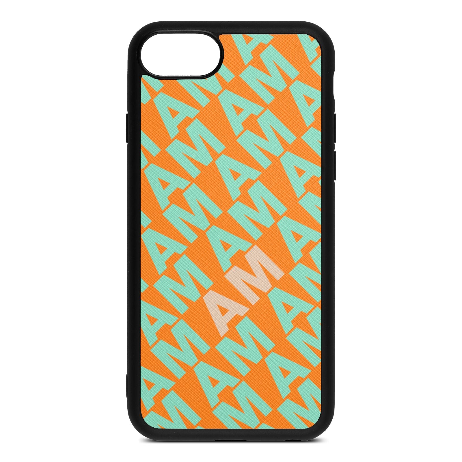 Personalised Diagonal Bold Initials Saffron Saffiano Leather iPhone 8 Case