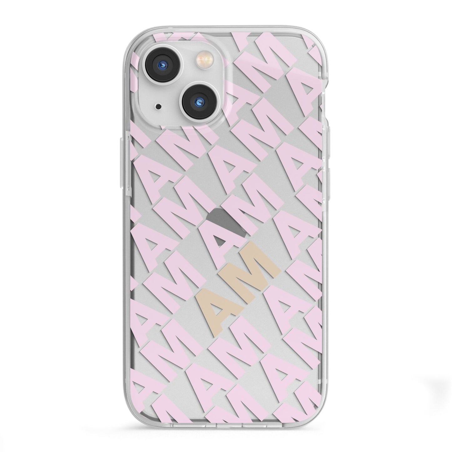 Personalised Diagonal Bold Initials iPhone 13 Mini TPU Impact Case with White Edges