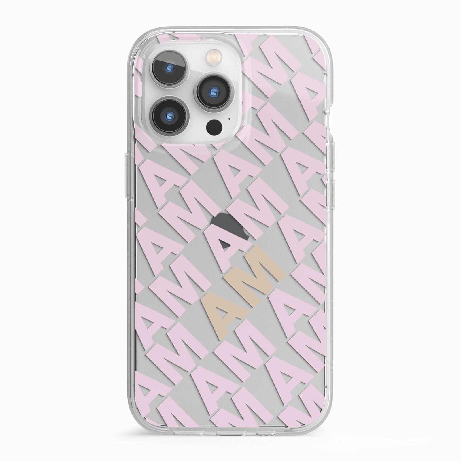 Personalised Diagonal Bold Initials iPhone 13 Pro TPU Impact Case with White Edges