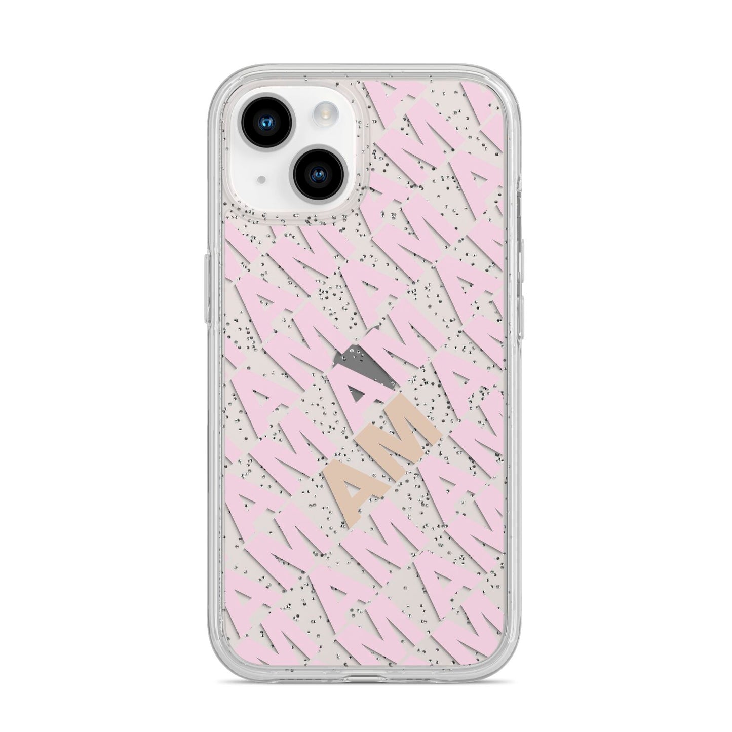 Personalised Diagonal Bold Initials iPhone 14 Glitter Tough Case Starlight