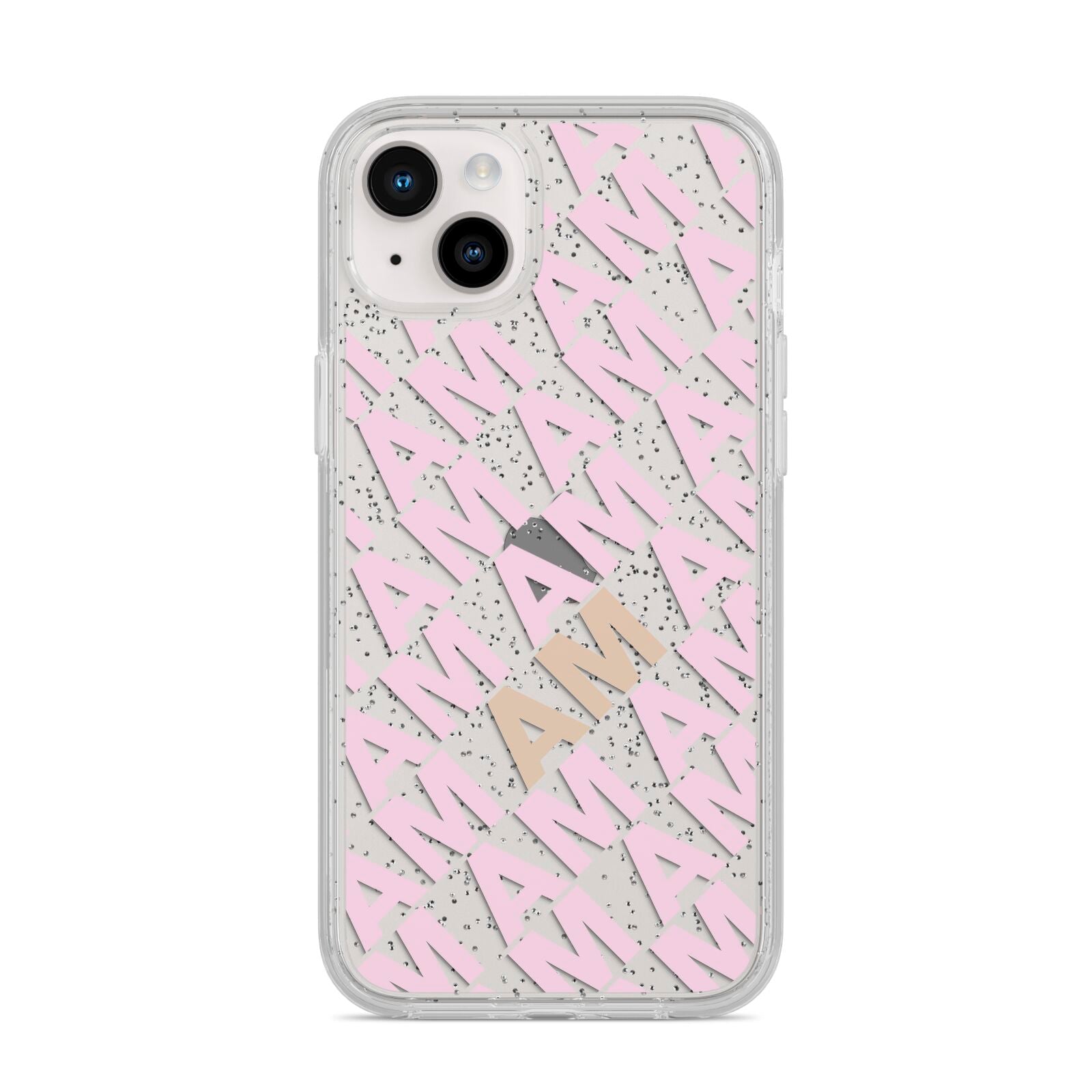 Personalised Diagonal Bold Initials iPhone 14 Plus Glitter Tough Case Starlight