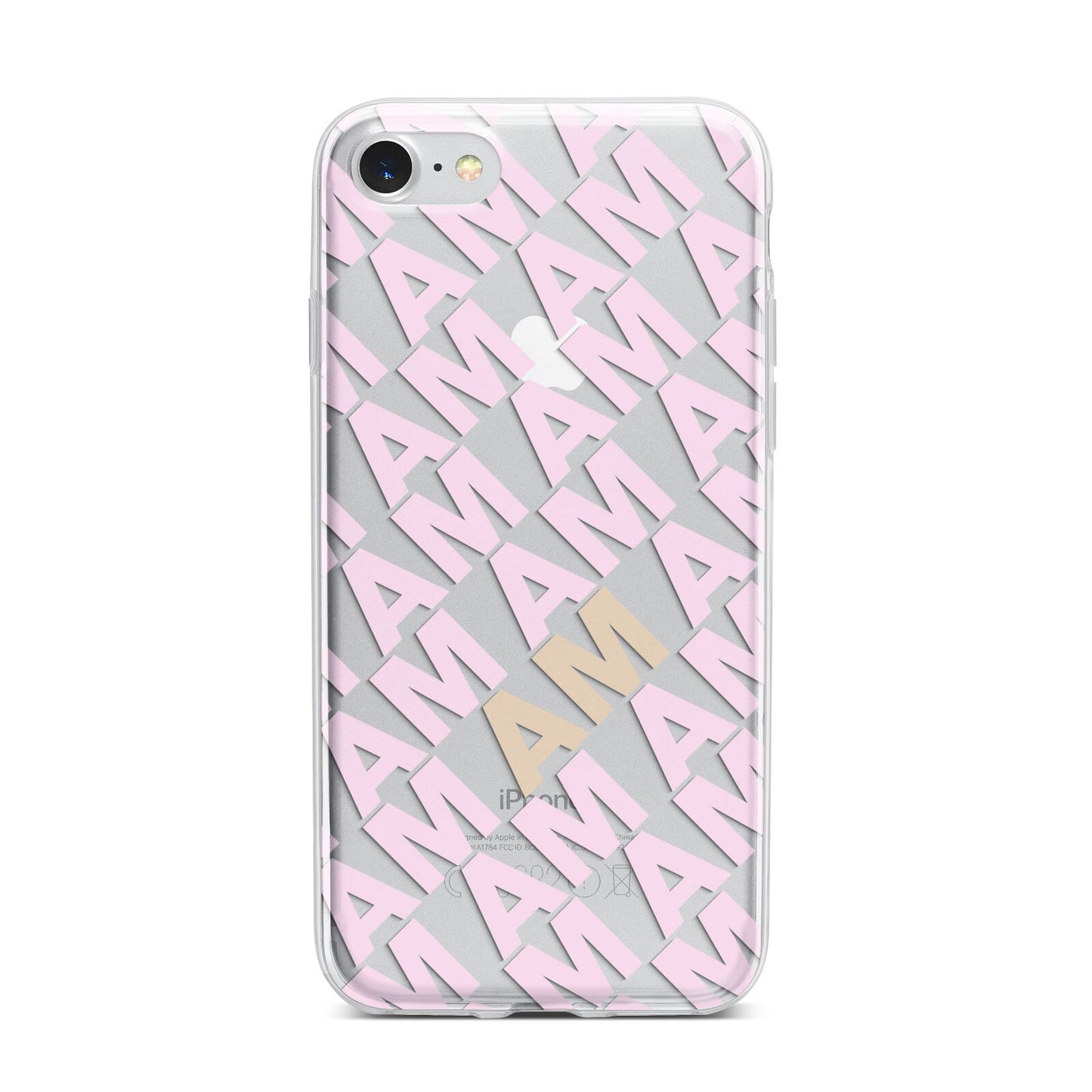 Personalised Diagonal Bold Initials iPhone 7 Bumper Case on Silver iPhone